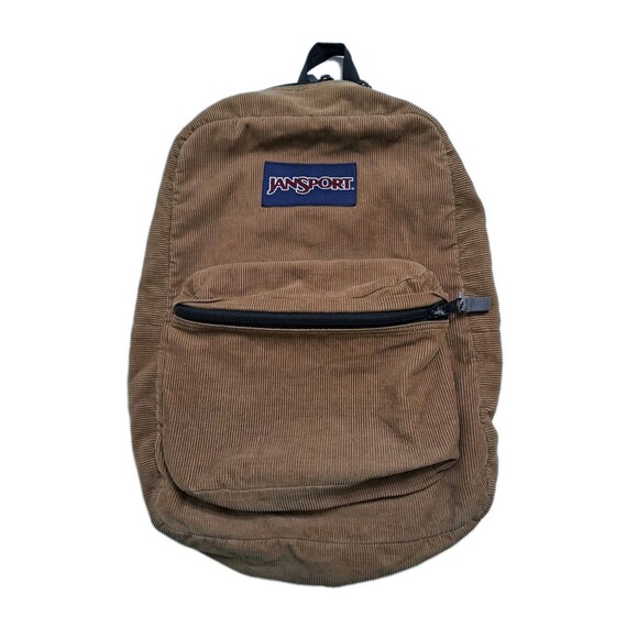 Jansport Corduroy Tan Brown School Backpack Bag Vintage Like 90s Y2k 18"x12" - Picture 1 of 8